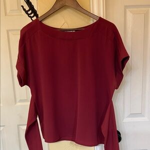 Women's Wine Short-Sleeve Boatneck Blouse